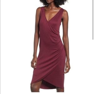 Leith knee length wrap dress, size medium, NWT, maroon burgundy red